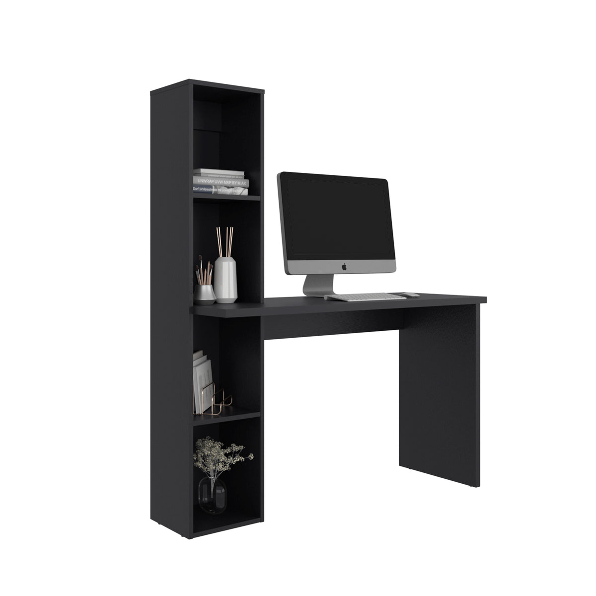 Escritorio con Biblioteca Aston Wengue 120.3x145.8cm sin Cajones
