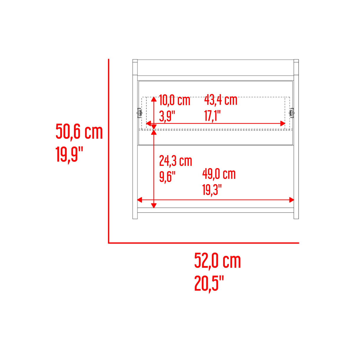Mesa de Noche Fidelis Blanco Fresno 52x50.6cm con Un Cajón y un Compartimiento