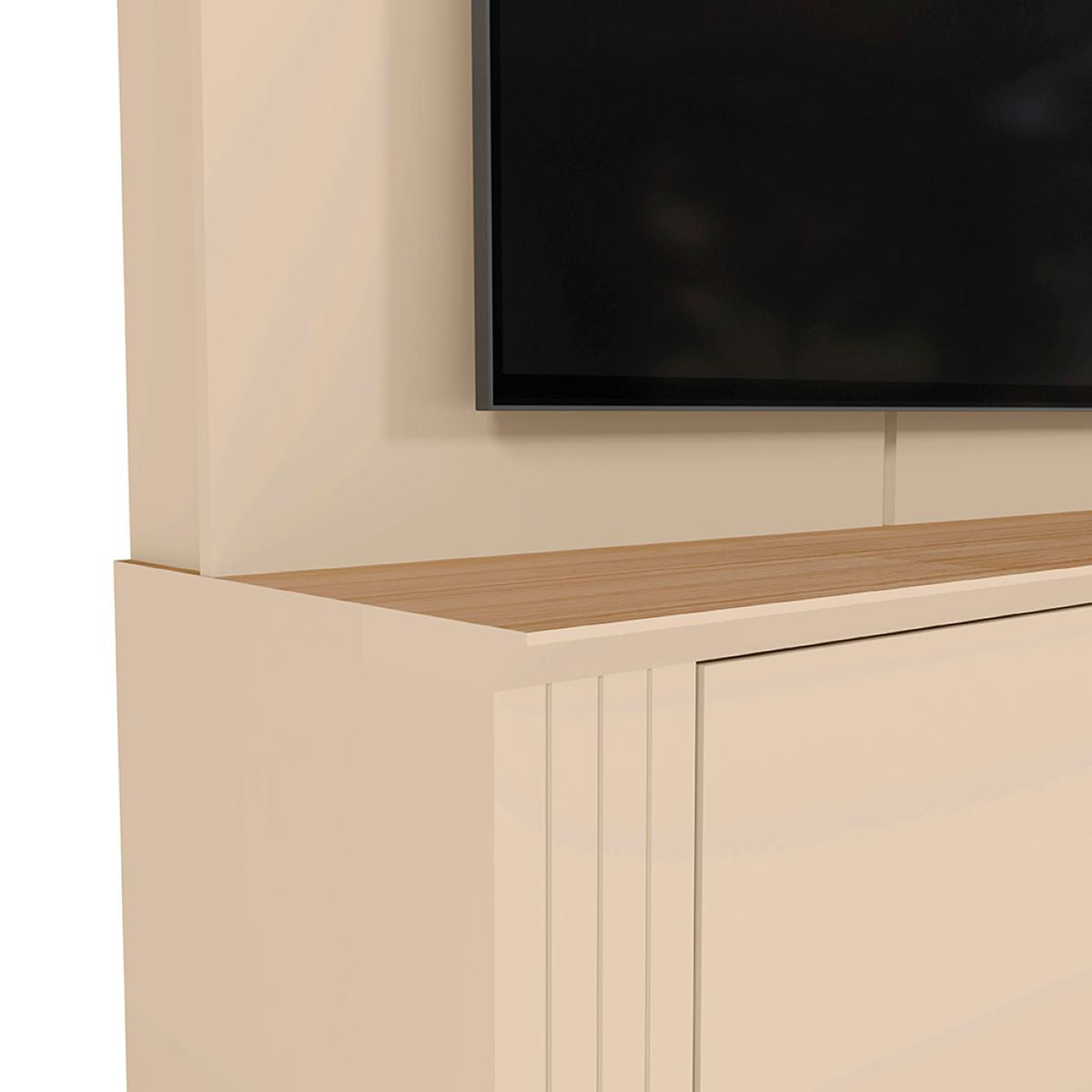 Centro de Entretenimiento Arena y Oasis 217x183cm para TV Hasta 65" Pulgadas con Siete Compartimientos y con Ranura para Cables