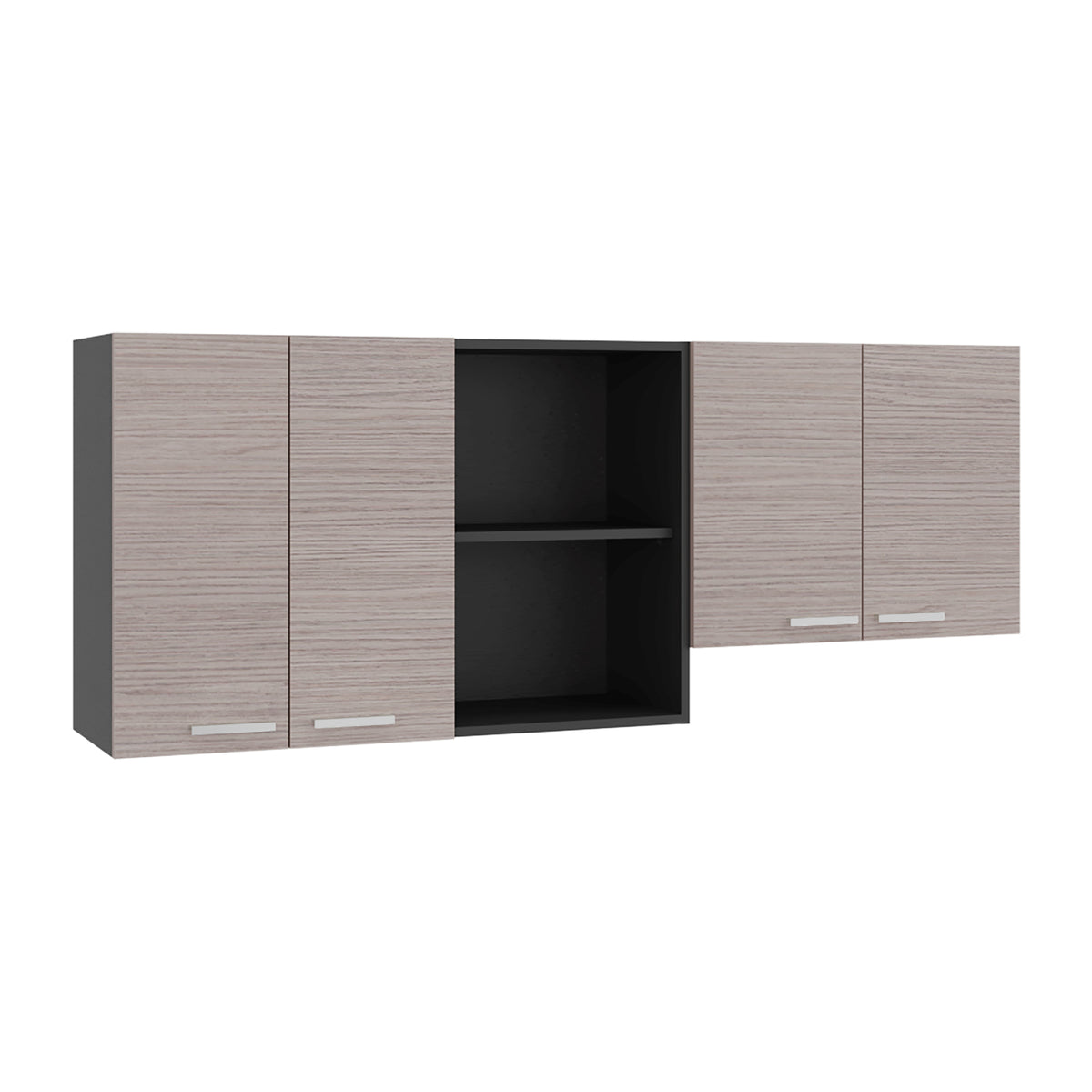 Mueble Superior de Cocina Rosa Wengue y Positano 200x200cm con Cuatro Puertas con Espacio para Extractor Lado Izquierdo y con Locero