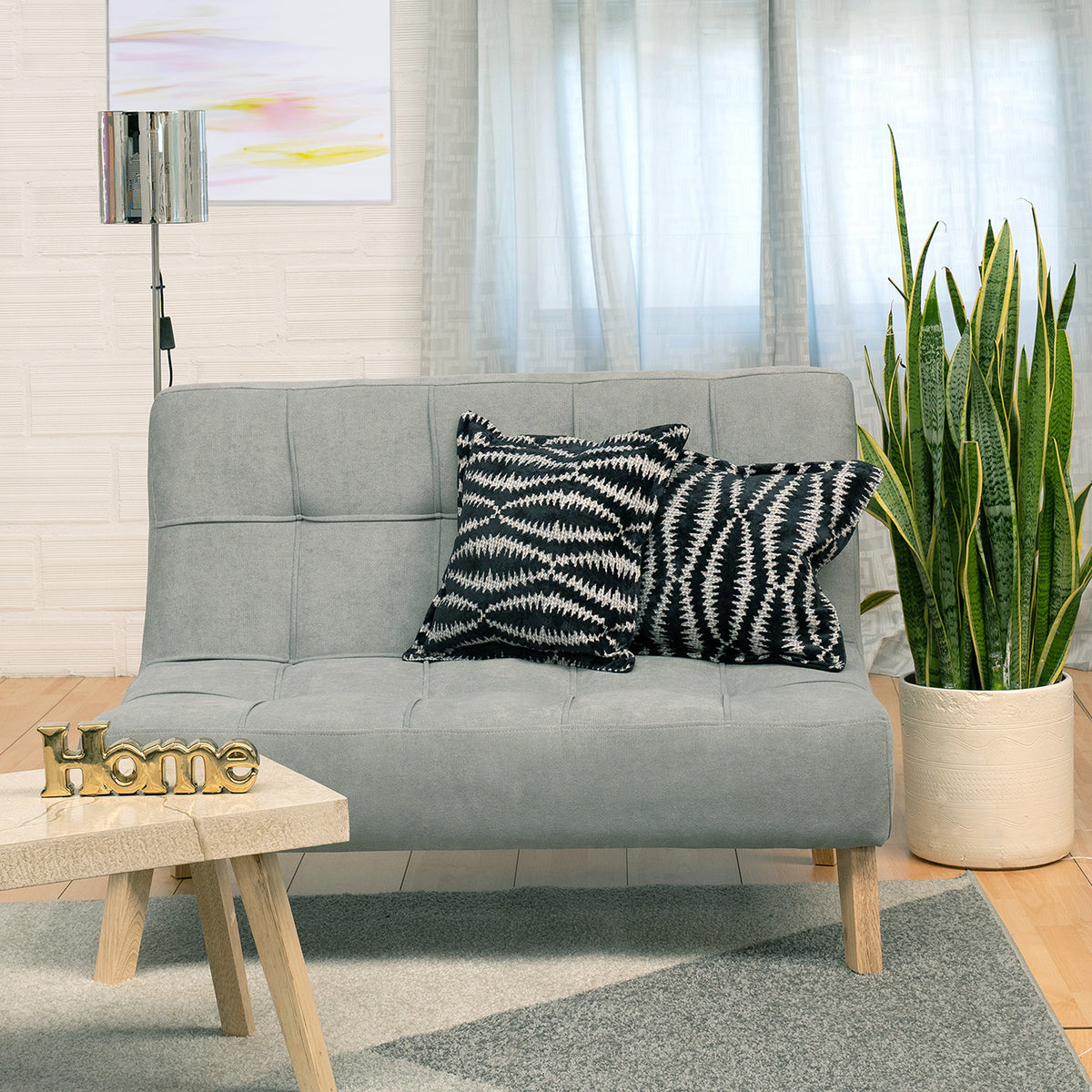 Sofá Segovia Gris 80x95cm de Dos Puestos Antifluido sin Apoya Brazos
