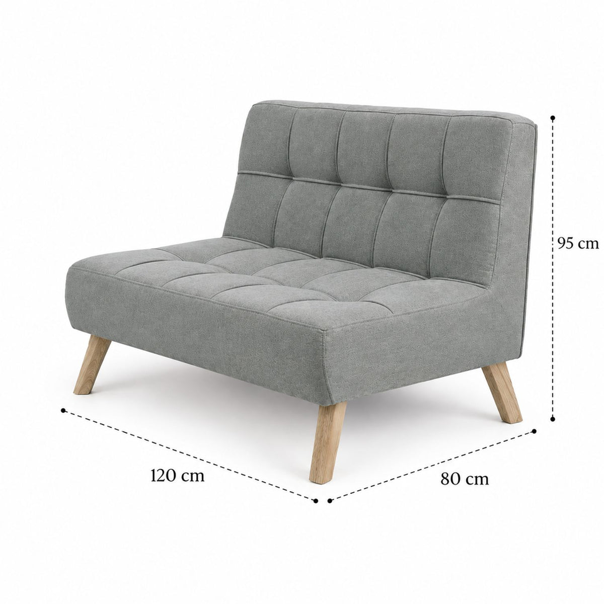 Sofá Segovia Gris 80x95cm de Dos Puestos Antifluido sin Apoya Brazos