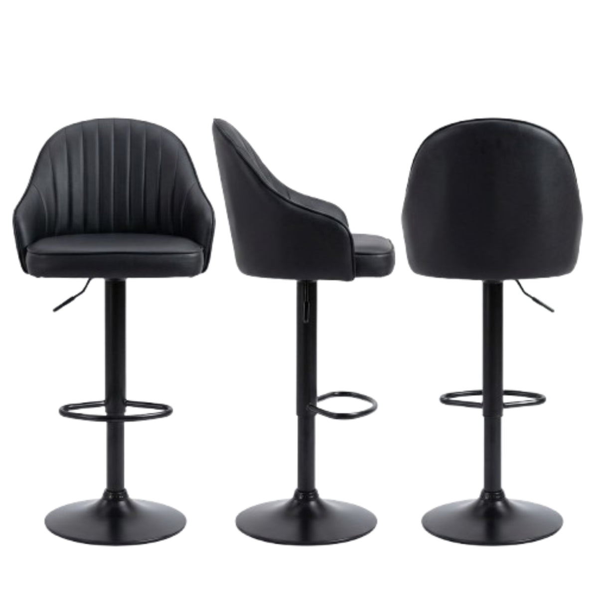 Silla Bar Milan Negro 40x84cm de Asiento Ovalado con Espaldar y sin Apoya Brazos