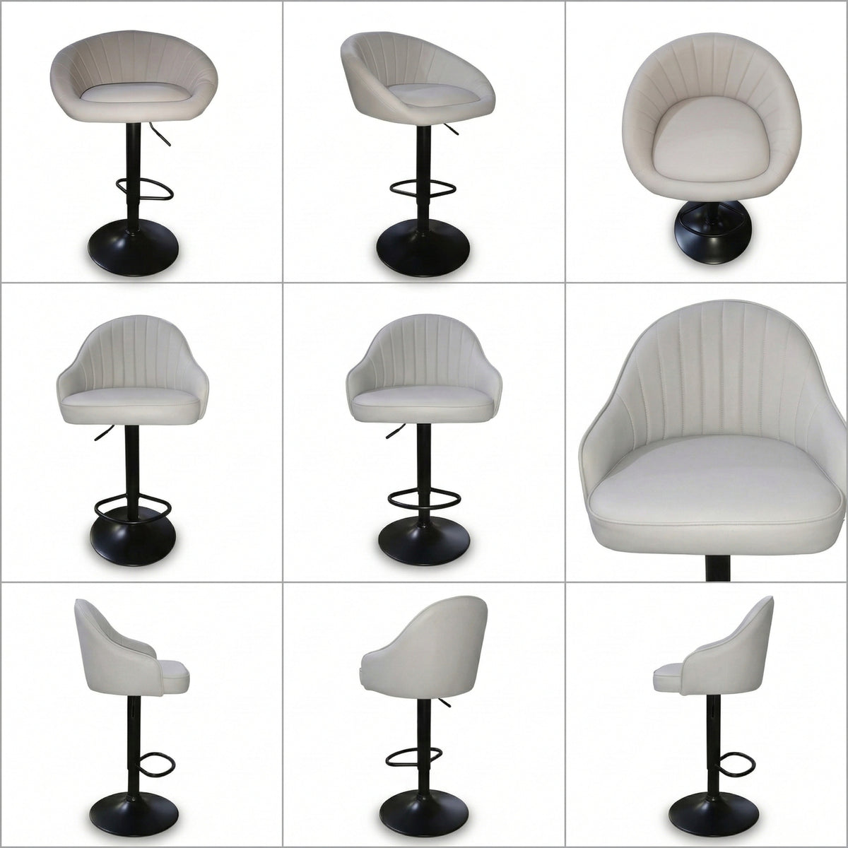 Silla Bar Milan Gris 40x84cm de Asiento Ovalado con Espaldar y sin Apoya Brazos