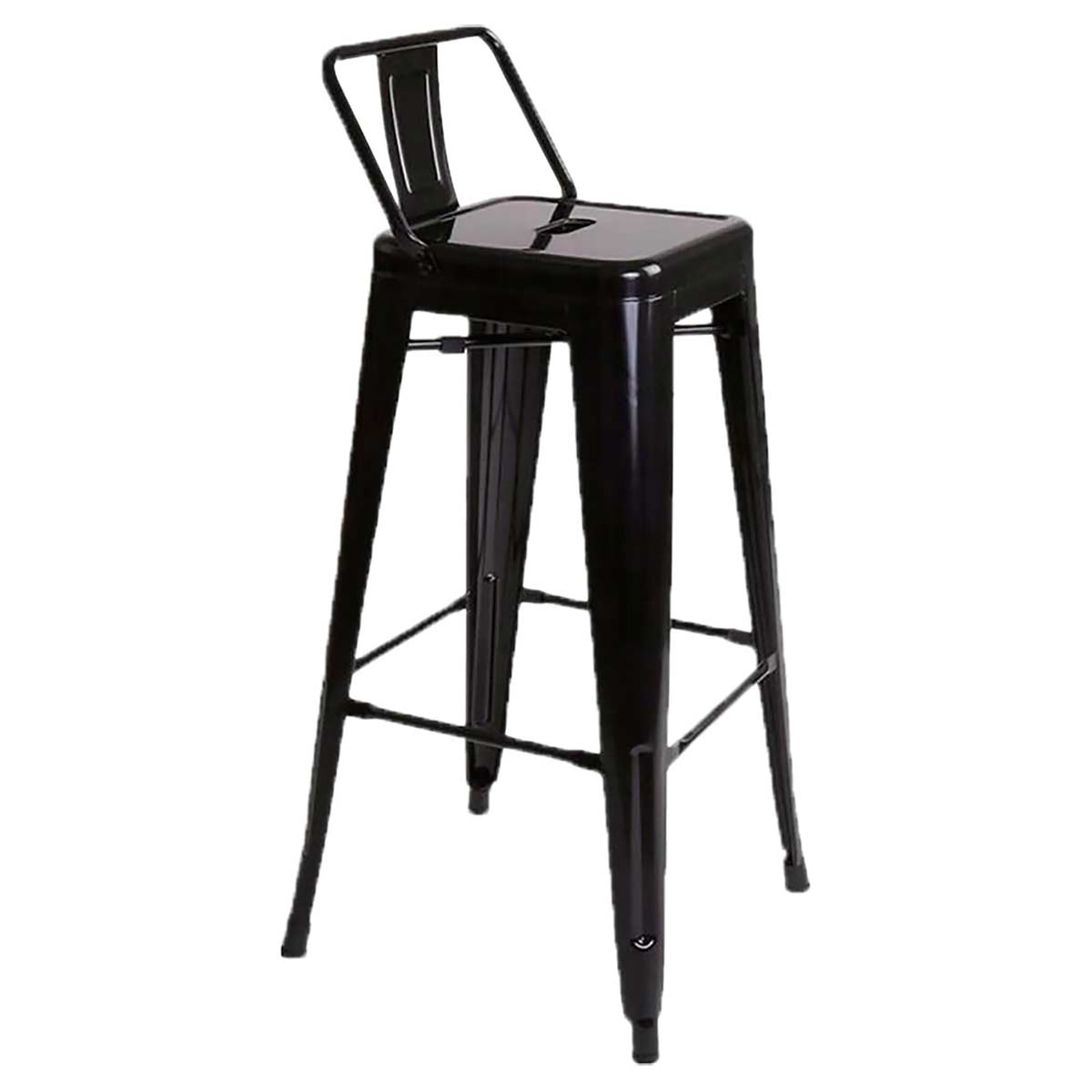 Silla Bar Tolix Negro 41x94cm de Asiento Cuadrado con Espaldar y sin Apoya Brazos