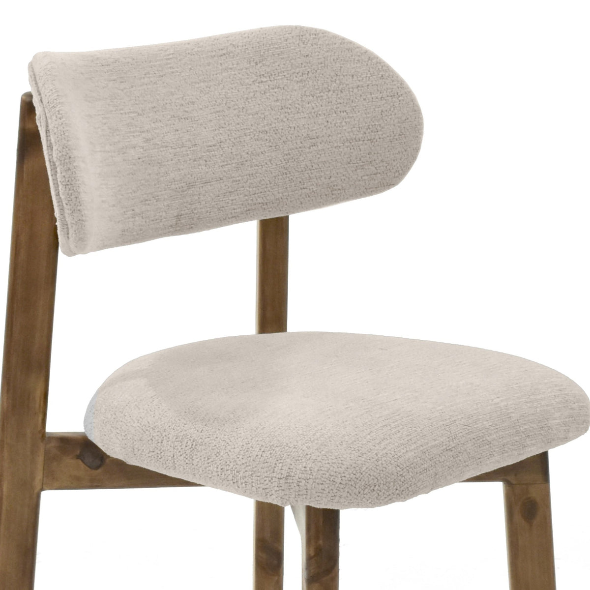 Silla de Comedor Saudi Beige y Matiz Caoba 58x82cm de Asiento Ovalado sin Espaldar y sin Apoya Brazos