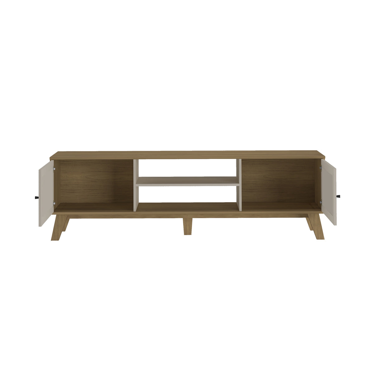 Rack de TV Charlotte Café Claro y Café Crema 180x55cm para Tv Hasta 75" Pulgadas con Dos Compatimientos