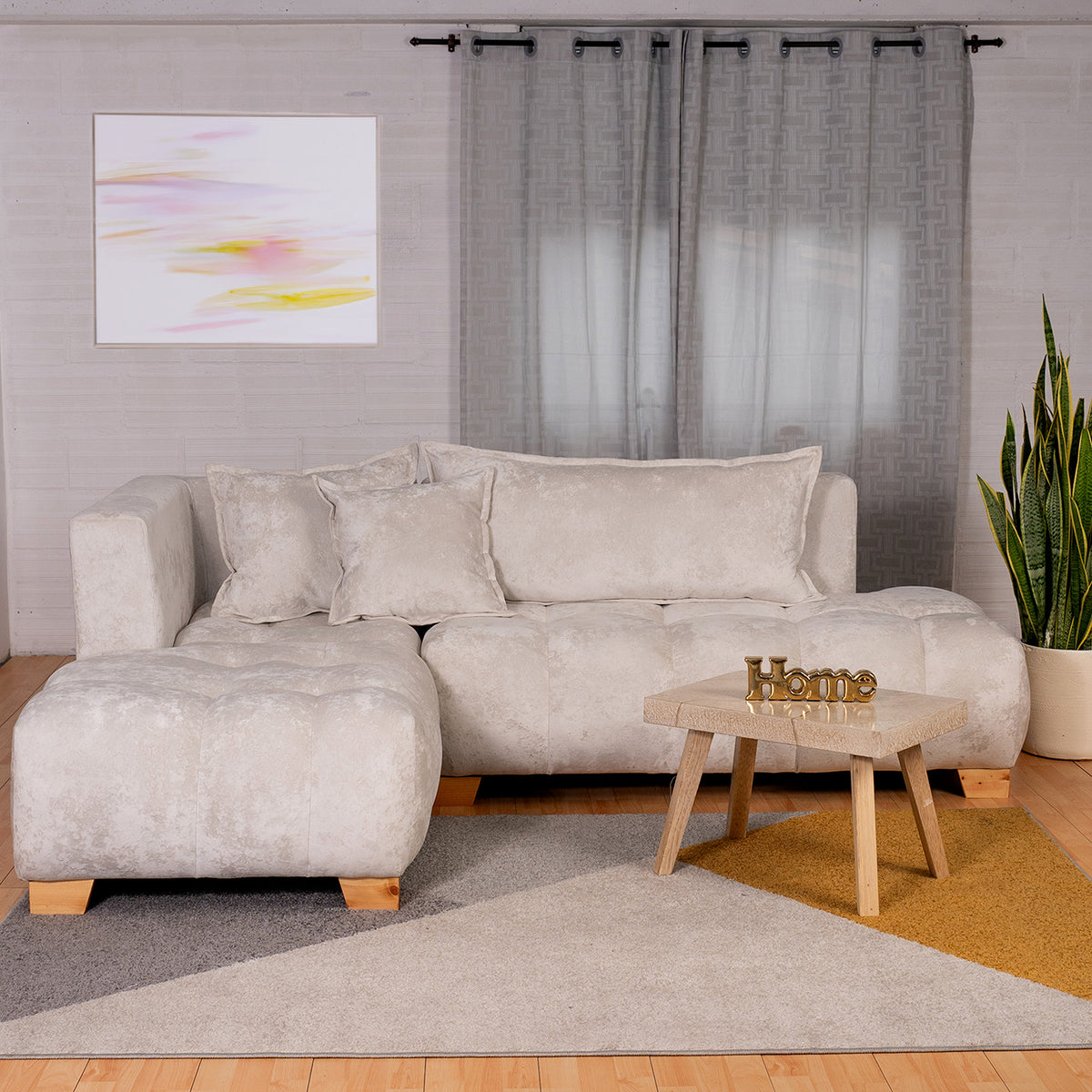 Sala Madrid Marfil 162x80cm Modular de Siete Puestos Antifluido sin Apoyabrazos