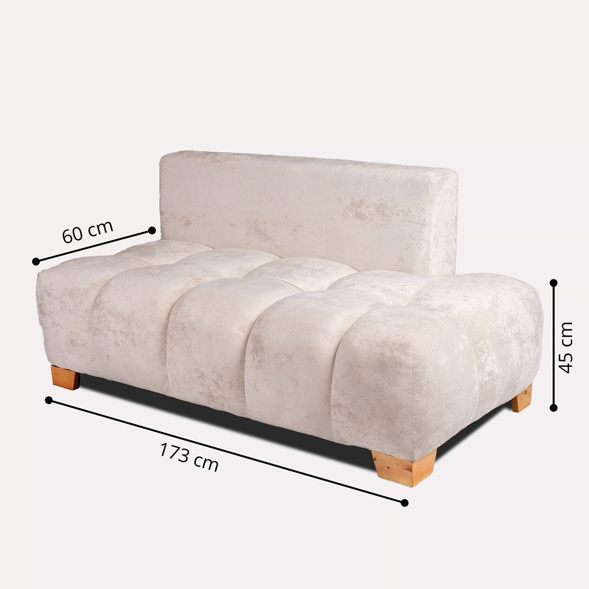 Sala Madrid Marfil 162x80cm Modular de Siete Puestos Antifluido sin Apoyabrazos