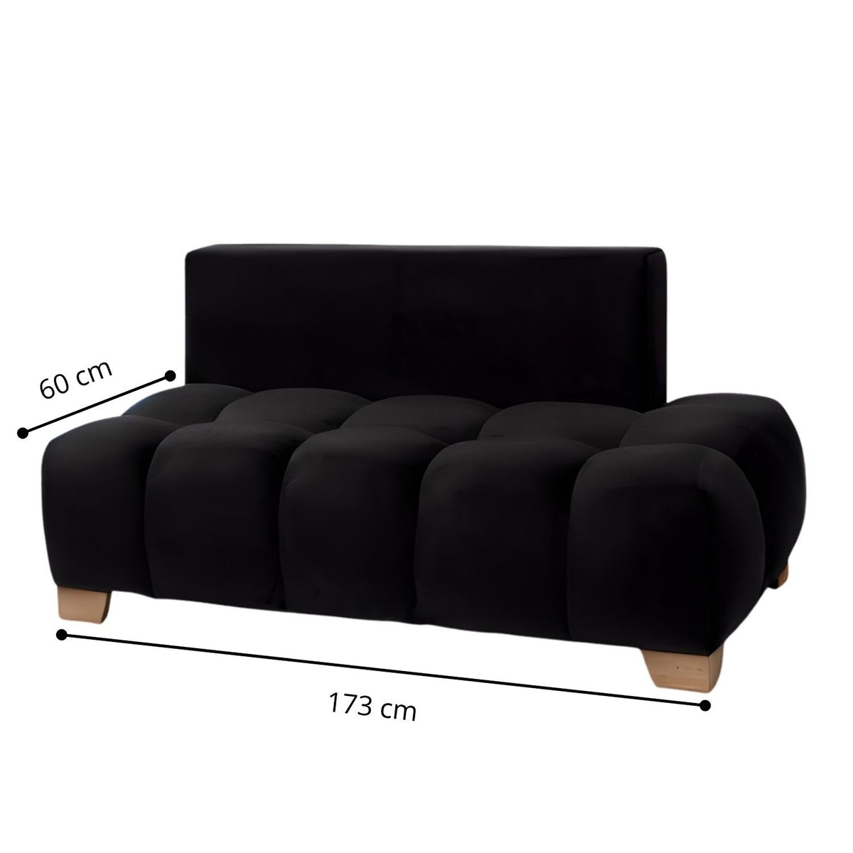 Sala Madrid Negro 162x80cm Modular de Siete Puestos Antifluido sin Apoyabrazos