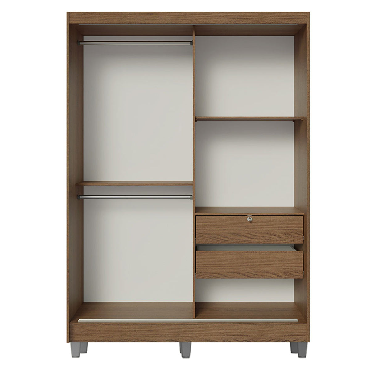 Closet Luke Marron 120x192cm con Un Espejo con Dos Cajones y con Tres Entrepaños