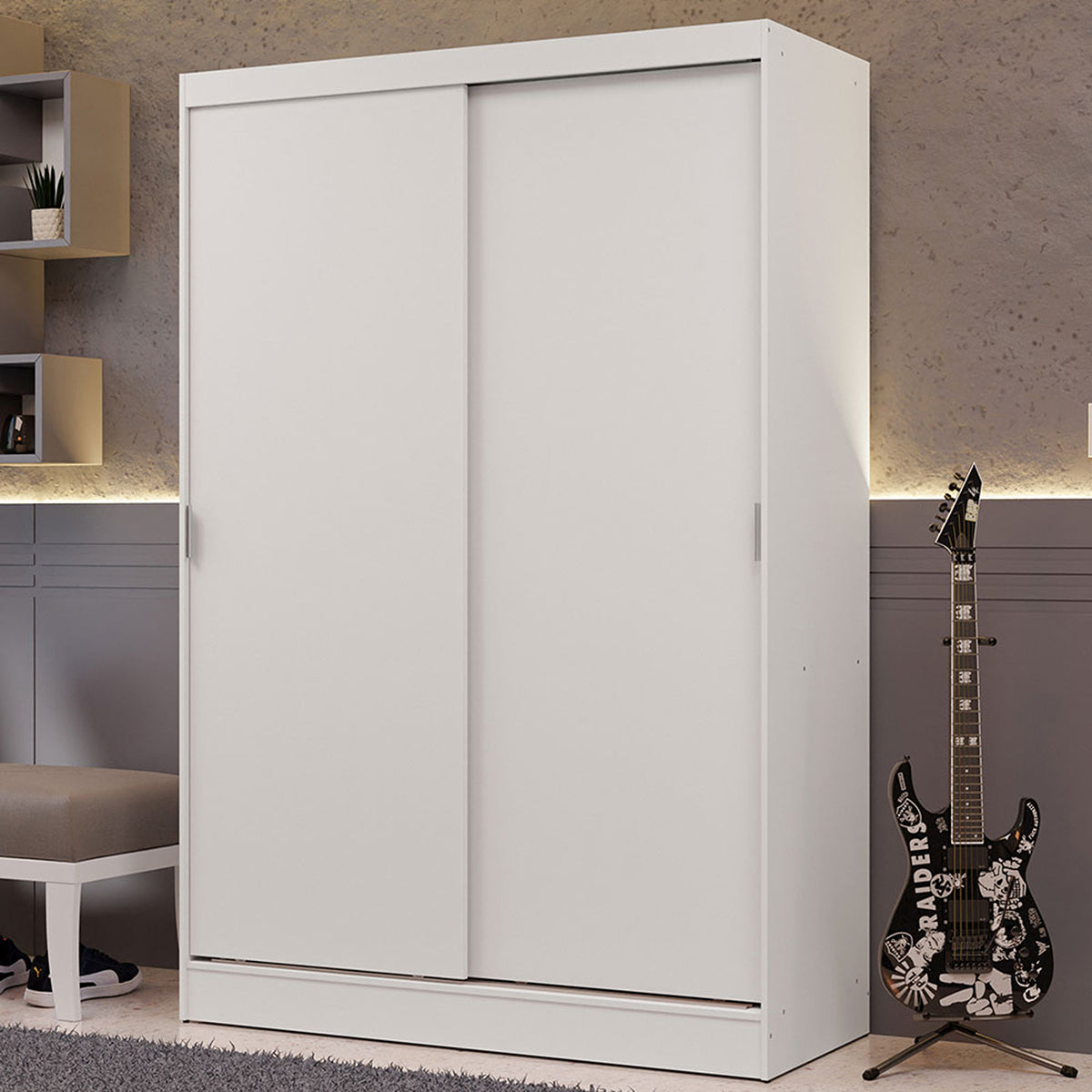 Closet Luke Blanco 120x183cm sin Espejo y con Dos Cajones