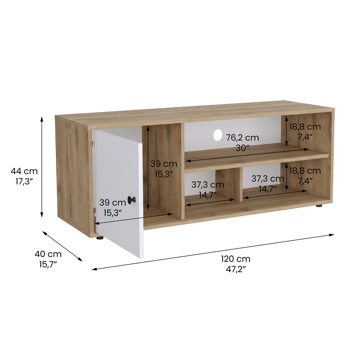 Rack de TV Noah Macadamia 120x44cm Para TV Hasta 50 Pulgadas con Un Cajón