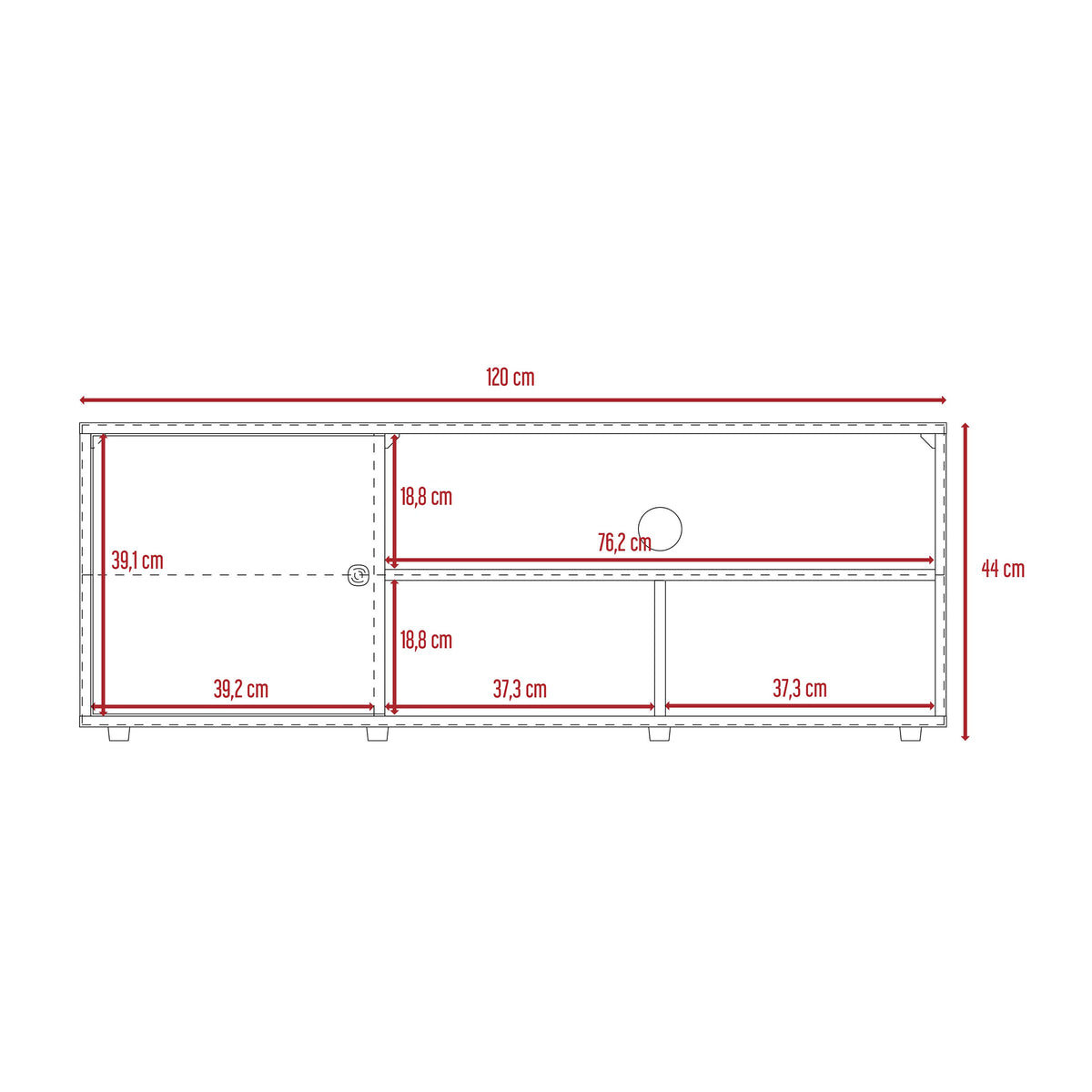 Rack de TV Noah Macadamia 120x44cm Para TV Hasta 50 Pulgadas con Un Cajón