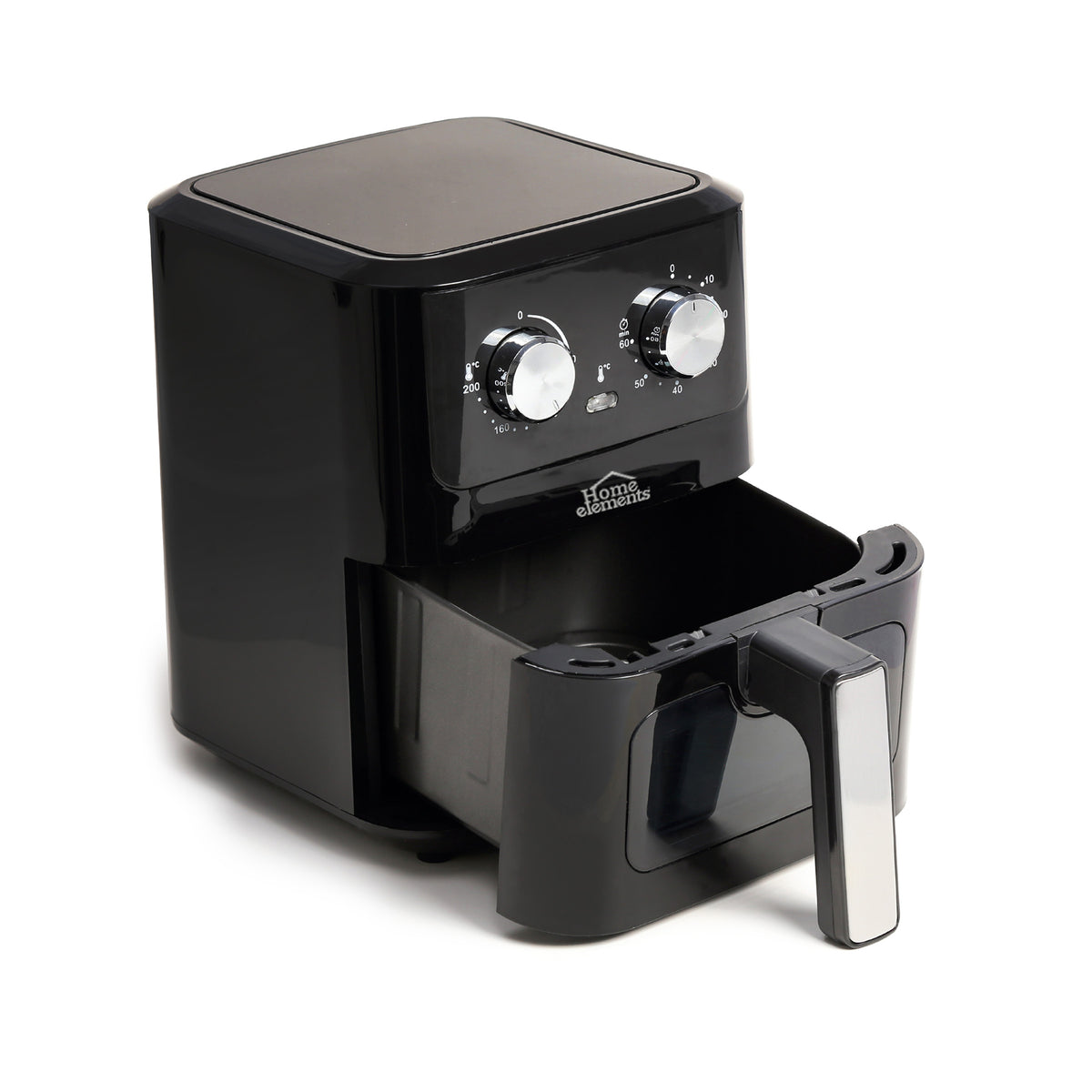 Freidora de Aire Home Elements Negro y Plata 23.2x29.6cm de 4 Litros