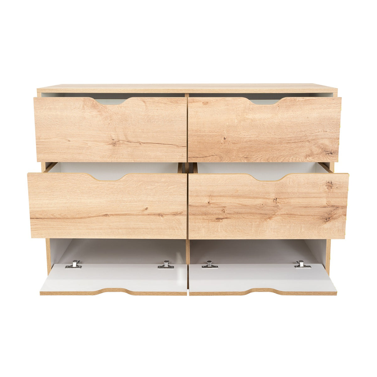 Cajonera Basilea Duna y Blanco 107.1x77.6cm de 3 Hileras con 4 Cajones
