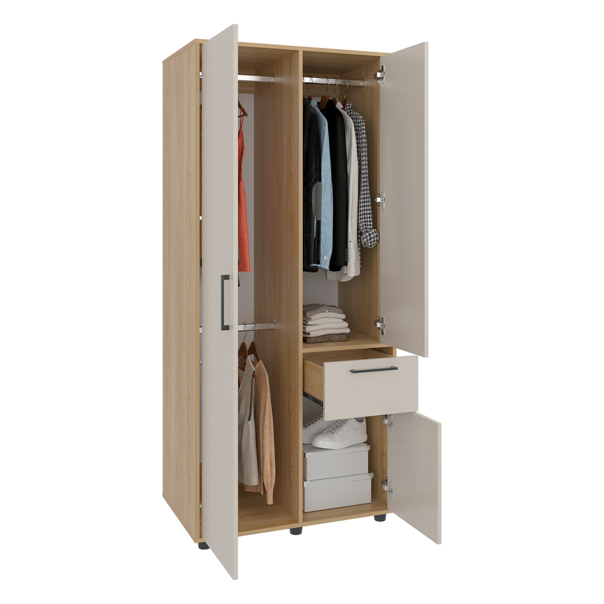 Closet Vance Fresno Europeo y Capri 80x180cm con Una Puertas y con Cuatro Entrepaños