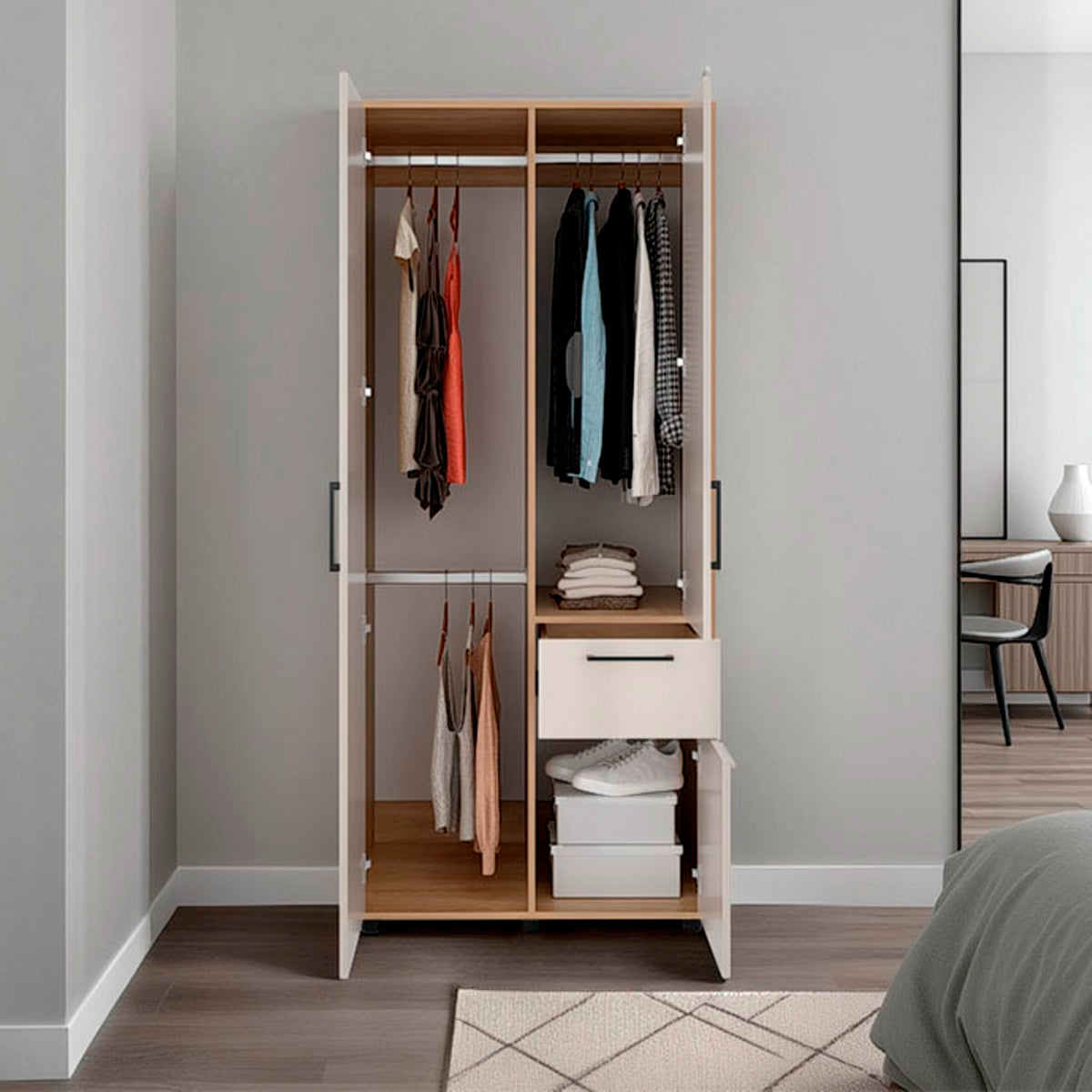 Closet Vance Fresno Europeo y Capri 80x180cm con Una Puertas y con Cuatro Entrepaños