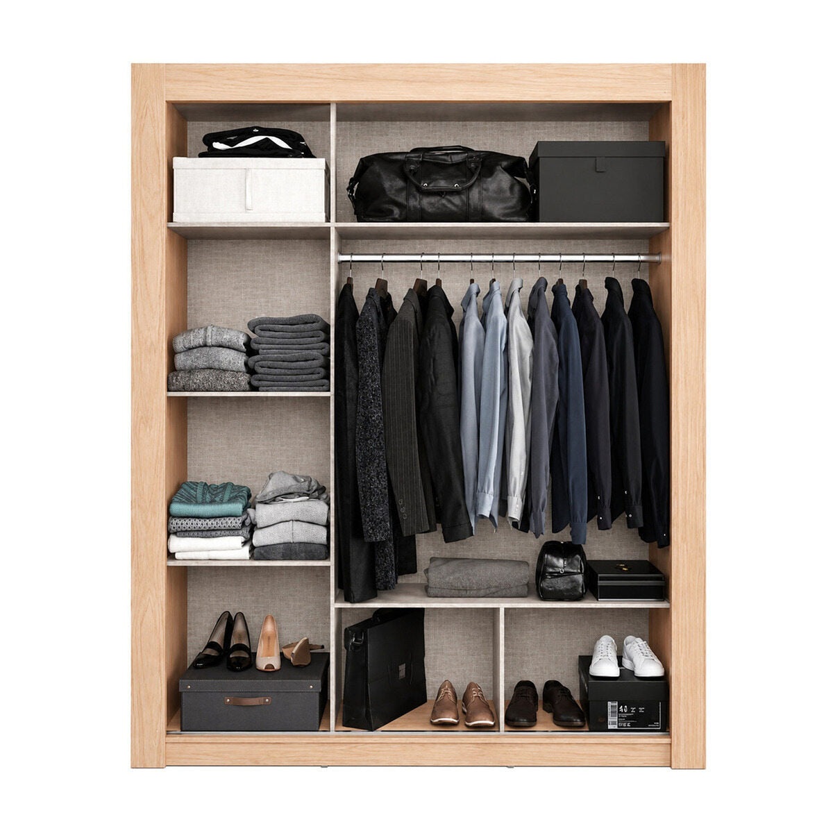Closet Castaño 170x205cm con Tres Puertas y con Siete Entrepaños