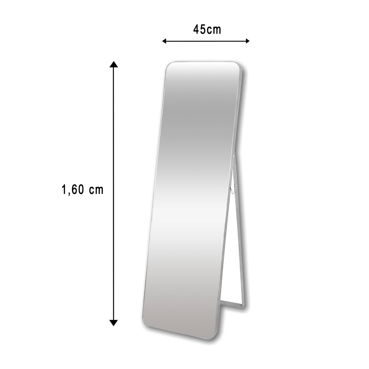 Espejo de Piso Oslo Plata 45x160cm Rectangular con Marco Metálico