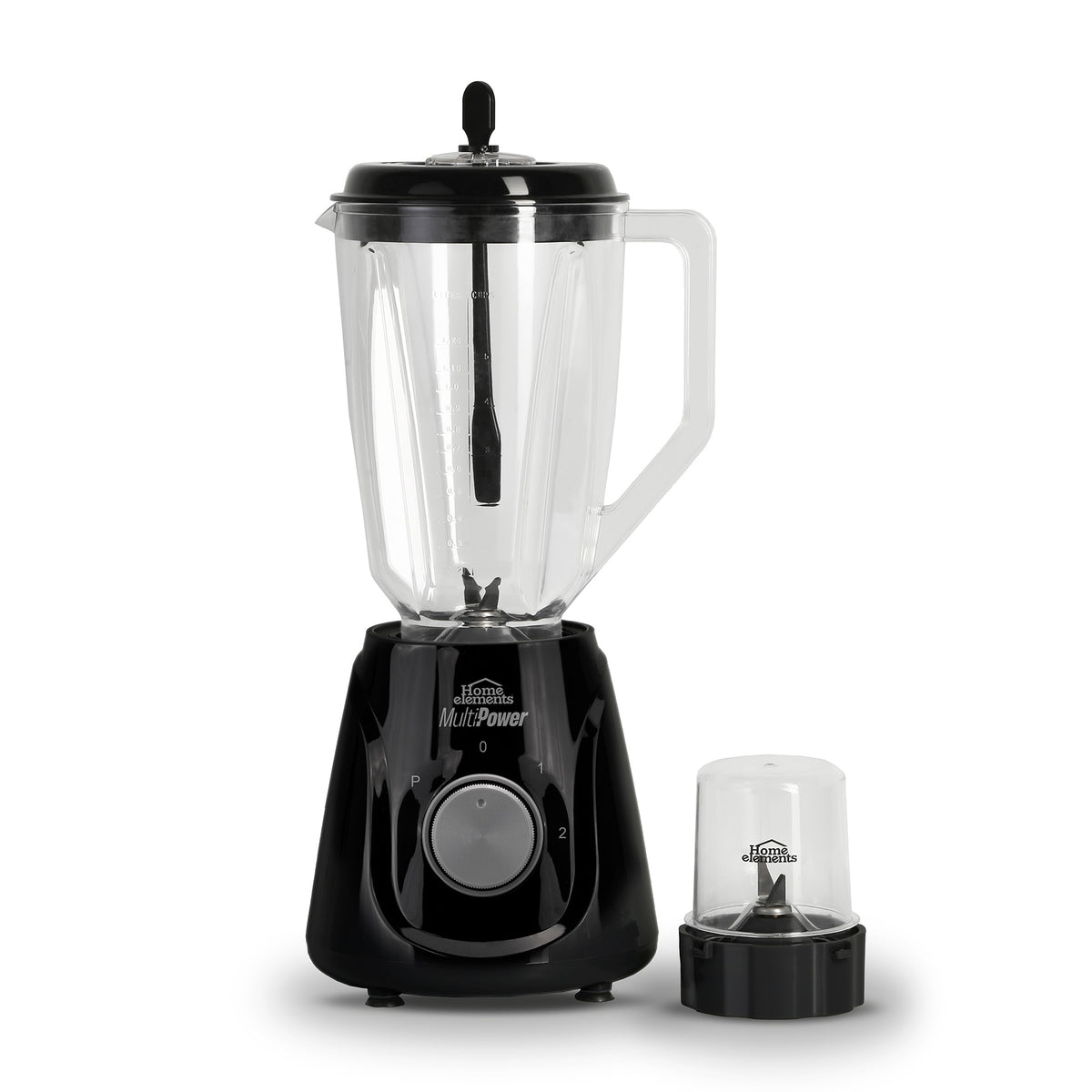 Licuadora Multipower Plus Negro 17x39.5cm de 1.5 Litros de Cuatro Aspas y con Cuatro Velocidades