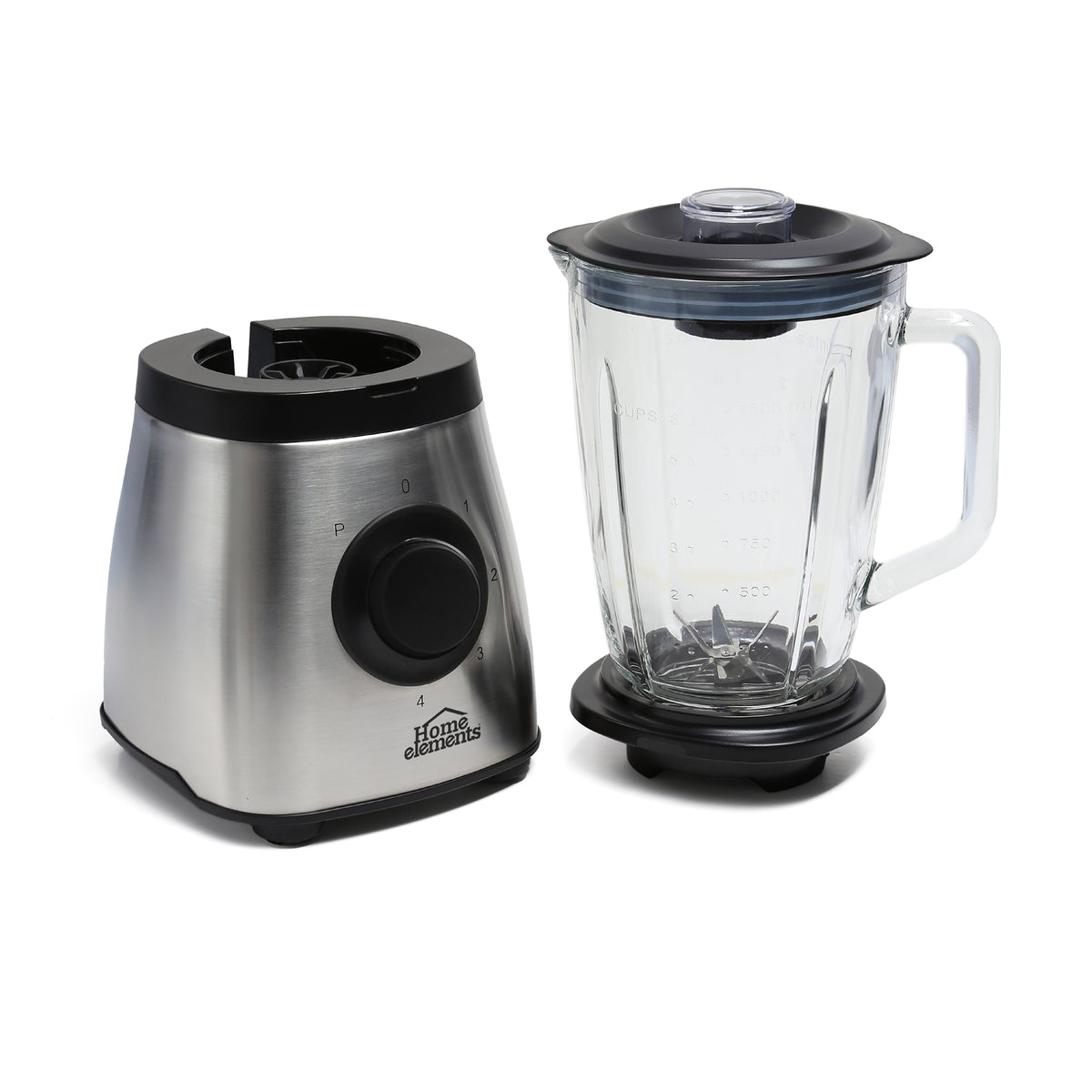 Licuadora Turbo Power Negro Y Plata 17.5x43cm de 1.75 Litros de Seis Aspas y con Cuatro Velocidades