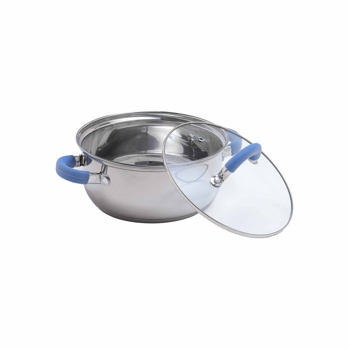 Olla Home Elements plateada antiadherente en acero inoxidable 2 L con tapa de vidrio