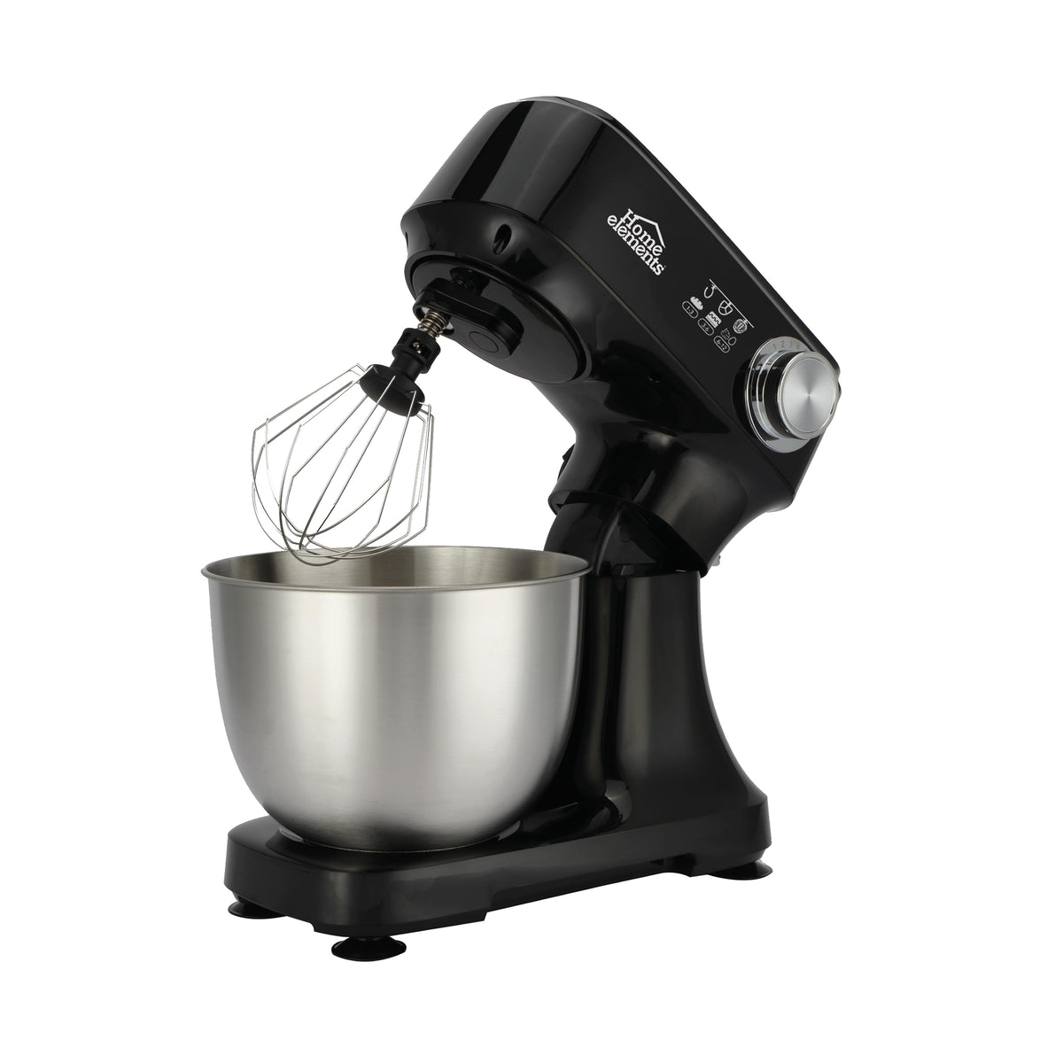 Batidora de pedestal negra Home Elements 3 L 300 W con tazón de acero inoxidable