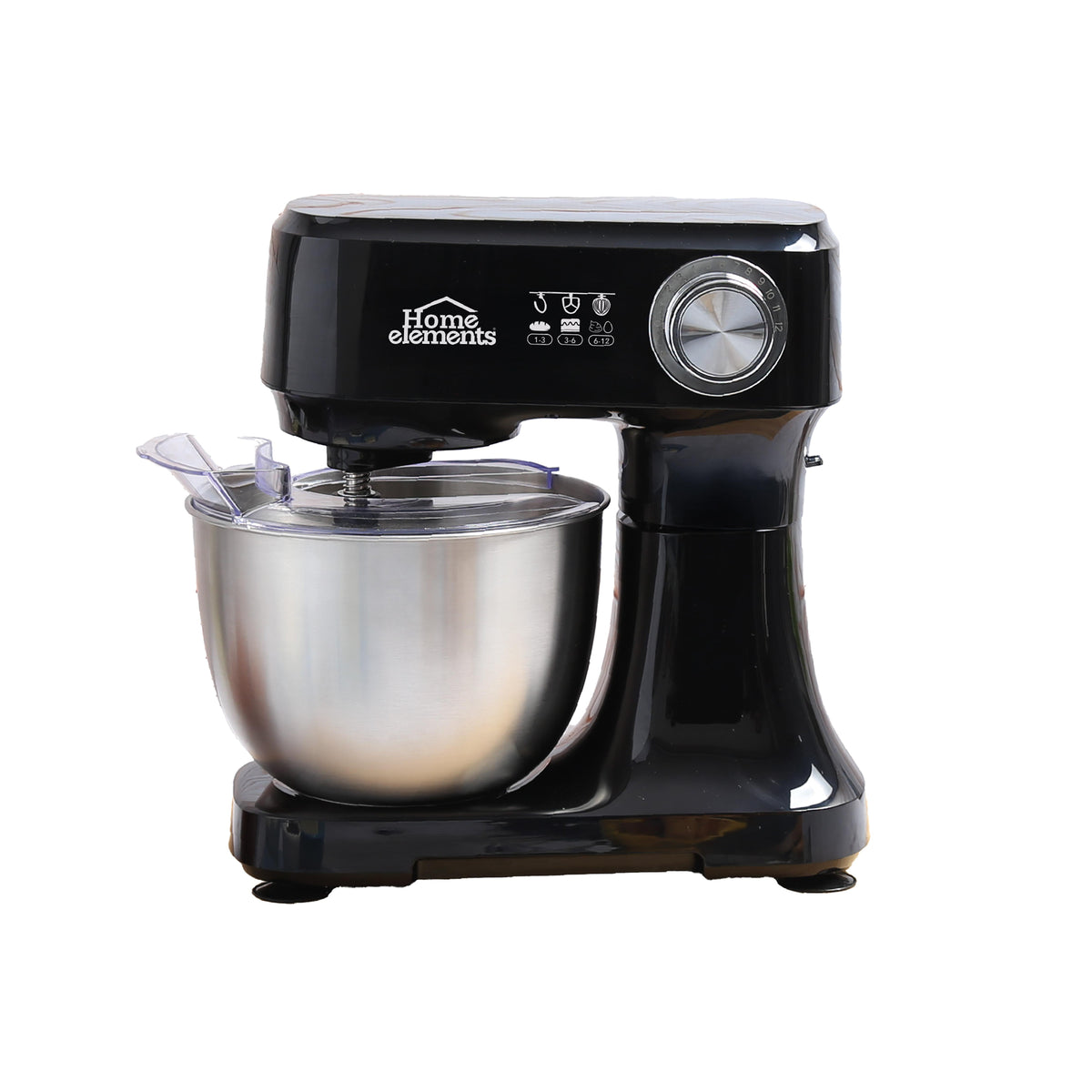 Batidora de pedestal negra Home Elements 3 L 300 W con tazón de acero inoxidable