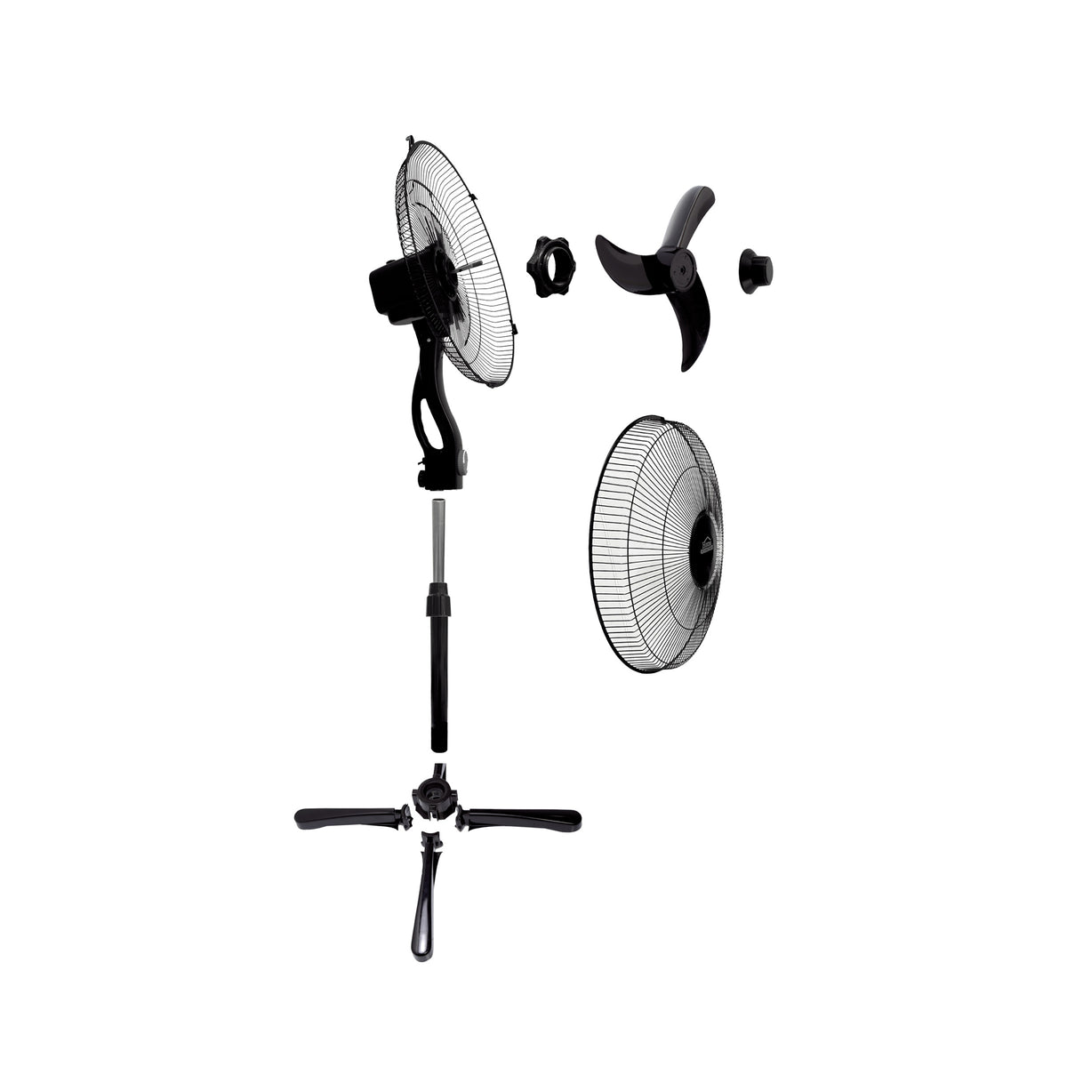 Ventilador de pedestal negro 16 pulgadas 45 W con oscilación