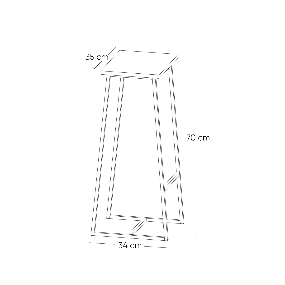 Set x 2 Sillas Bar Toledo 35x70cm de Asiento Cuadrado sin Apoya brazos y sin Espaldar