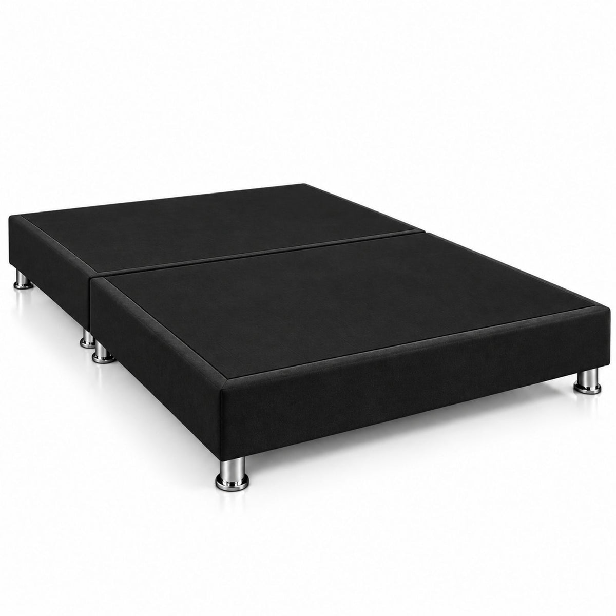 Base Cama Dividida Sommier Microfibra Negro 120x190cm para Colchón Semidoble sin Cabecero y con Patas