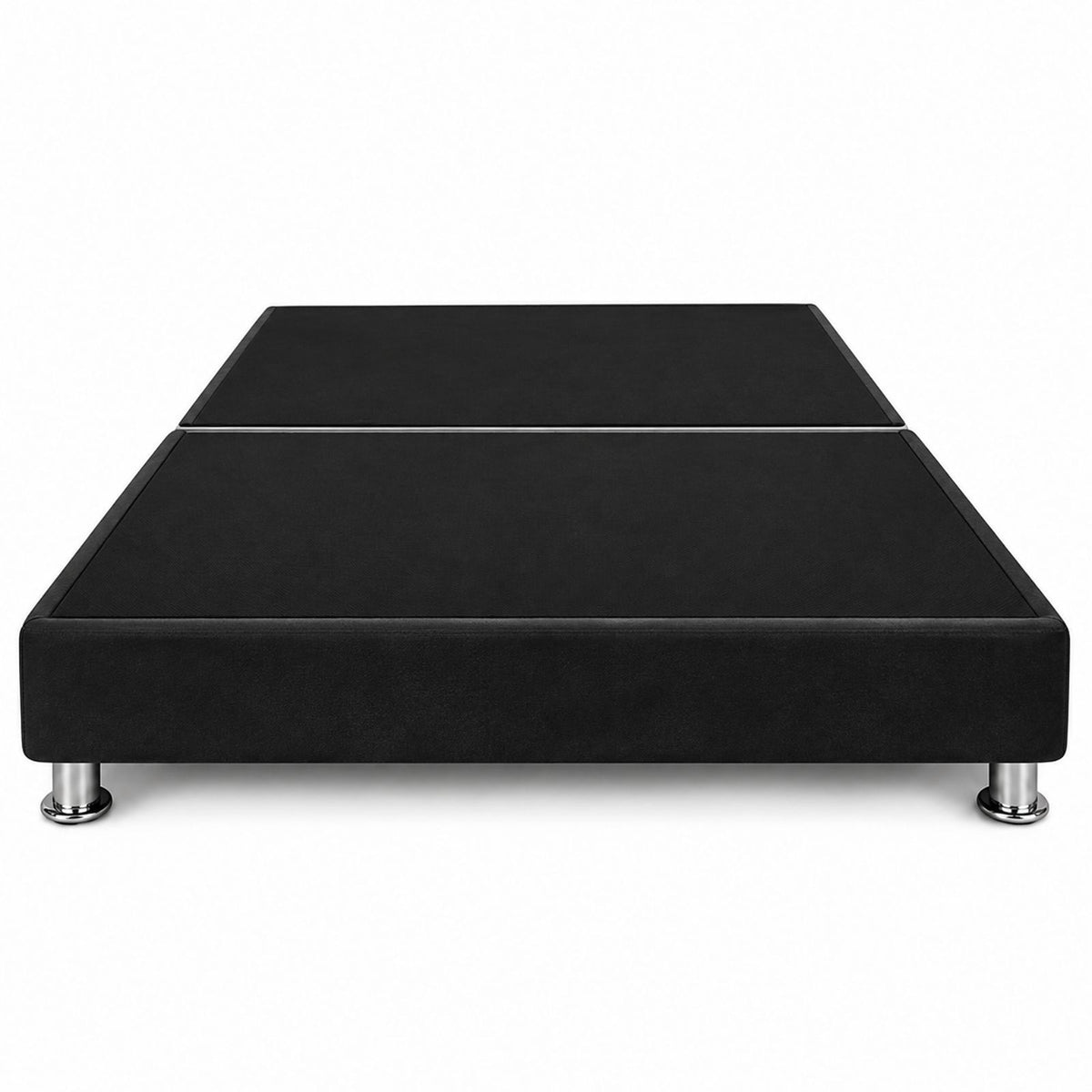 Base Cama Dividida Sommier Microfibra Negro 120x190cm para Colchón Semidoble sin Cabecero y con Patas