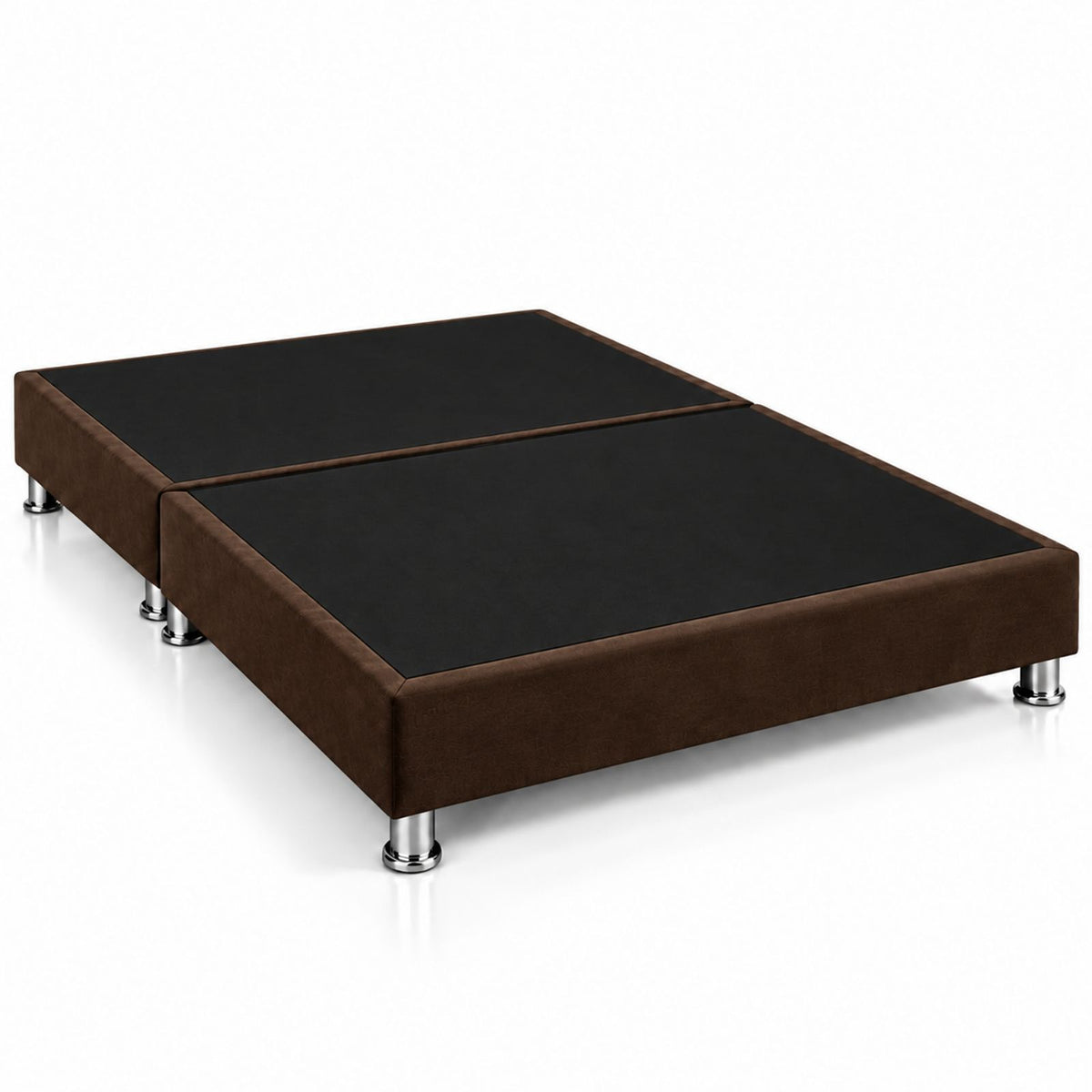 Base Cama Dividida Sommier Microfibra Café 120x190cm para Colchón Semidoble sin Cabecero y con Patas