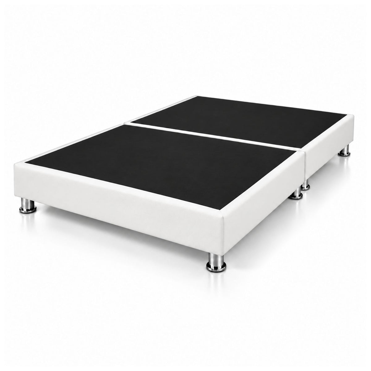 Base Cama Dividida Sommier Ecocuero Blanco 120x190cm para Colchón Semidoble sin Cabecero y con Patas