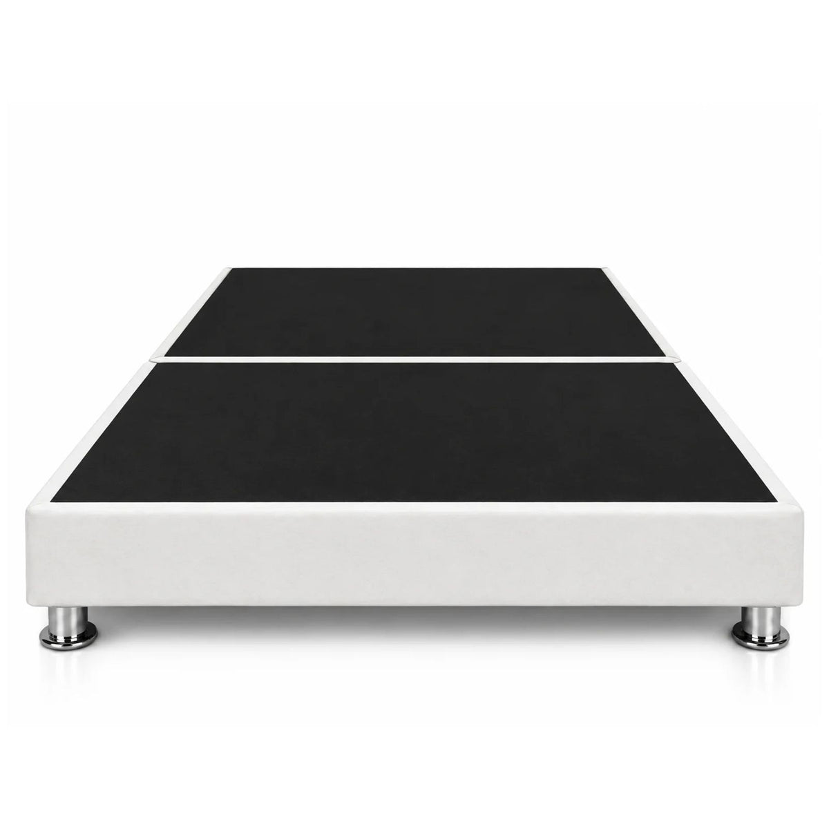 Base Cama Dividida Sommier Microfibra Blanco 140x190cm para Colchón Doble sin Cabecero y con Patas