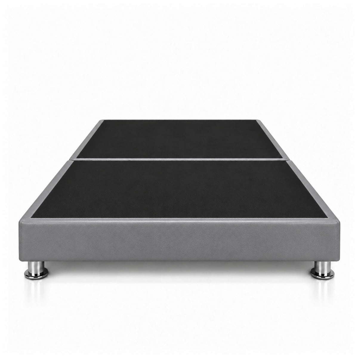 Base Cama Dividida Sommier Ecocuero Gris 140x190cm para Colchón Doble sin Cabecero y con Patas