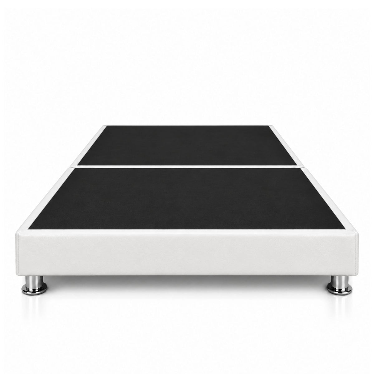 Base Cama Dividida Sommier Ecocuero Blanco 160x190cm para Colchón Queen sin Cabecero y con Patas