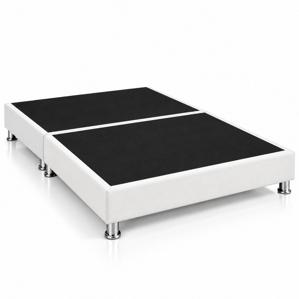 Base Cama Dividida Sommier Microfibra Blanco 200x200cm para Colchón King sin Cabecero y con Patas