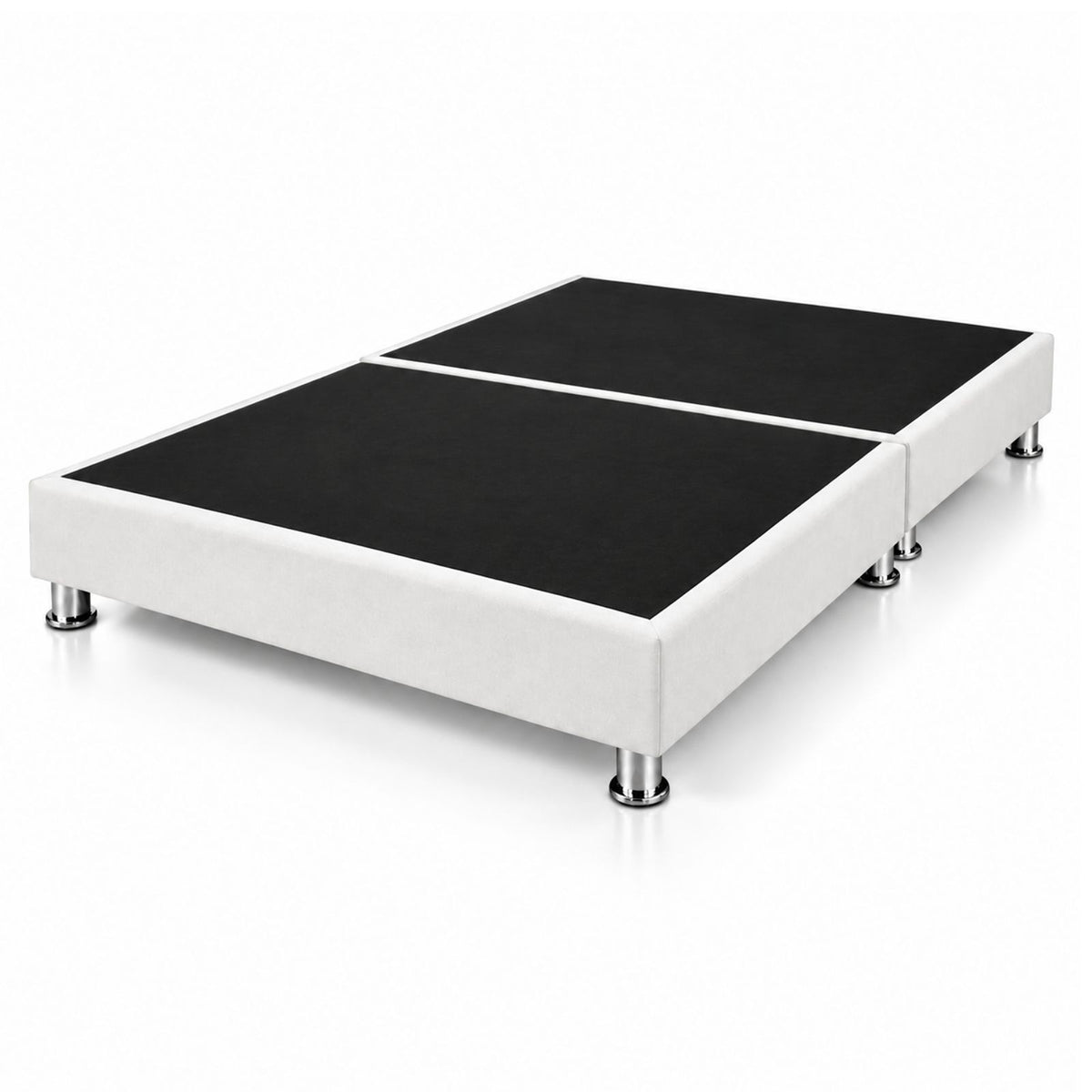Base Cama Dividida Sommier Microfibra Blanco 200x200cm para Colchón King sin Cabecero y con Patas
