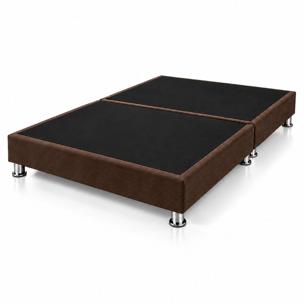 Base Cama Dividida Sommier Microfibra Café 200x200cm para Colchón King sin Cabecero y con Patas