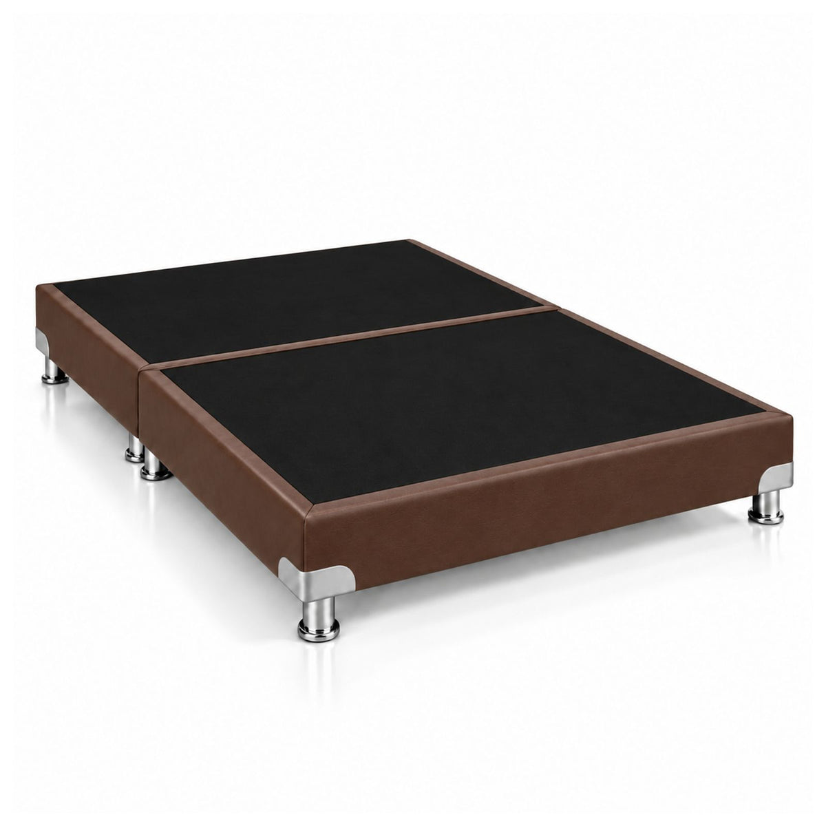 Base Cama Dividida Bostón Microfibra Café 140x190cm para Colchón Doble sin Cabecero y con Patas