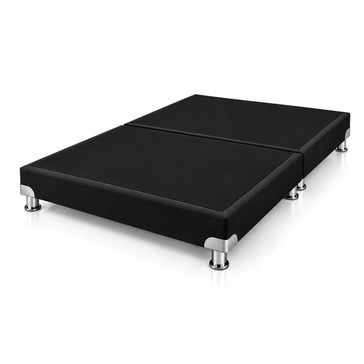Base Cama Dividida Bostón Ecocuero Negro 140x190cm para Colchón Doble sin Cabecero y con Patas