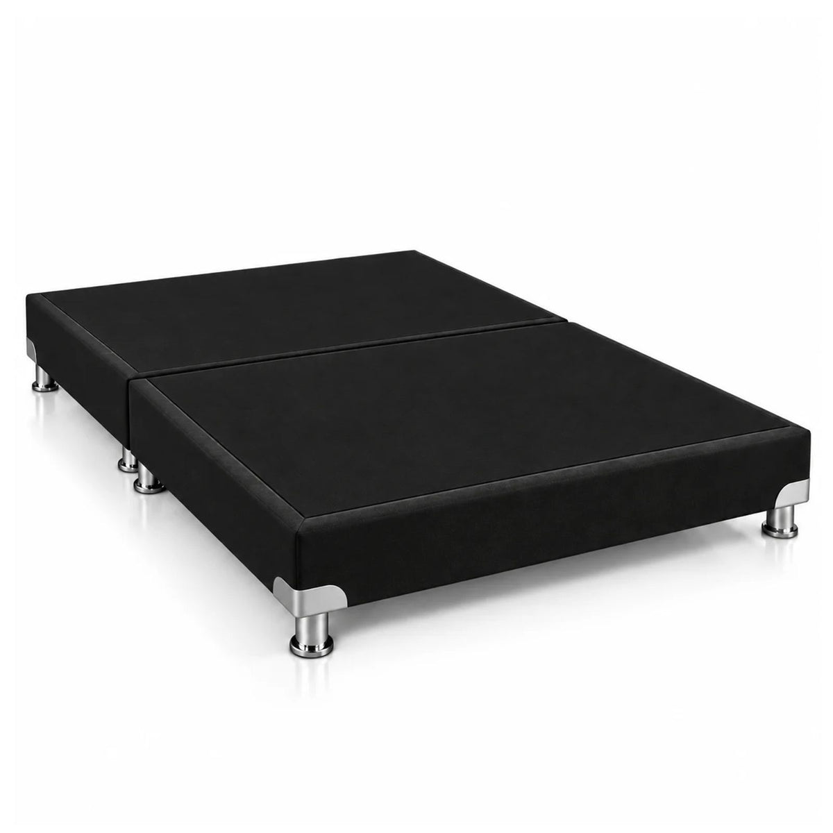 Base Cama Dividida Bostón Microfibra Negro 200x200cm para Colchón King sin Cabecero y con Patas