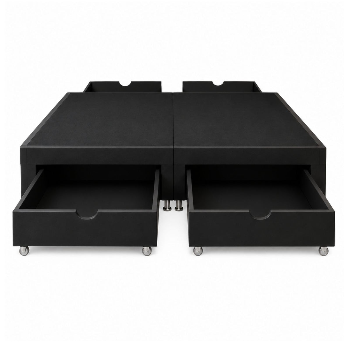 Base Cama Elegant Microfibra Negro 120x190cm para Colchón Semidoble sin Cabecero y con Patas