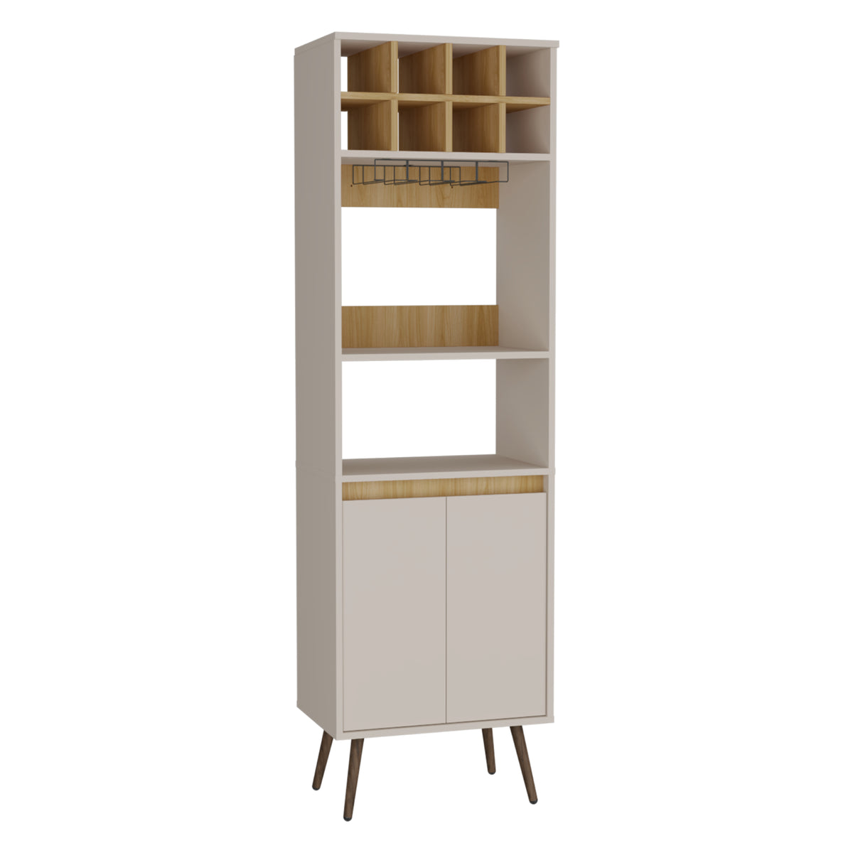 Bar Aranjuez Fresno Europeo y Capri 53x178cm con Diez Compartimientos y Ocho Portabotellas