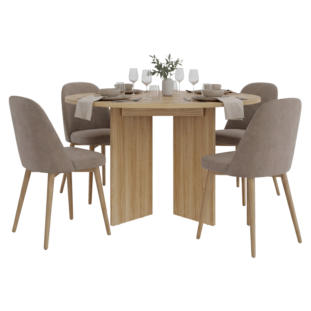 Mesa de comedor circular Ted fresno europeo para 4 puestos 120 cm sin sillas