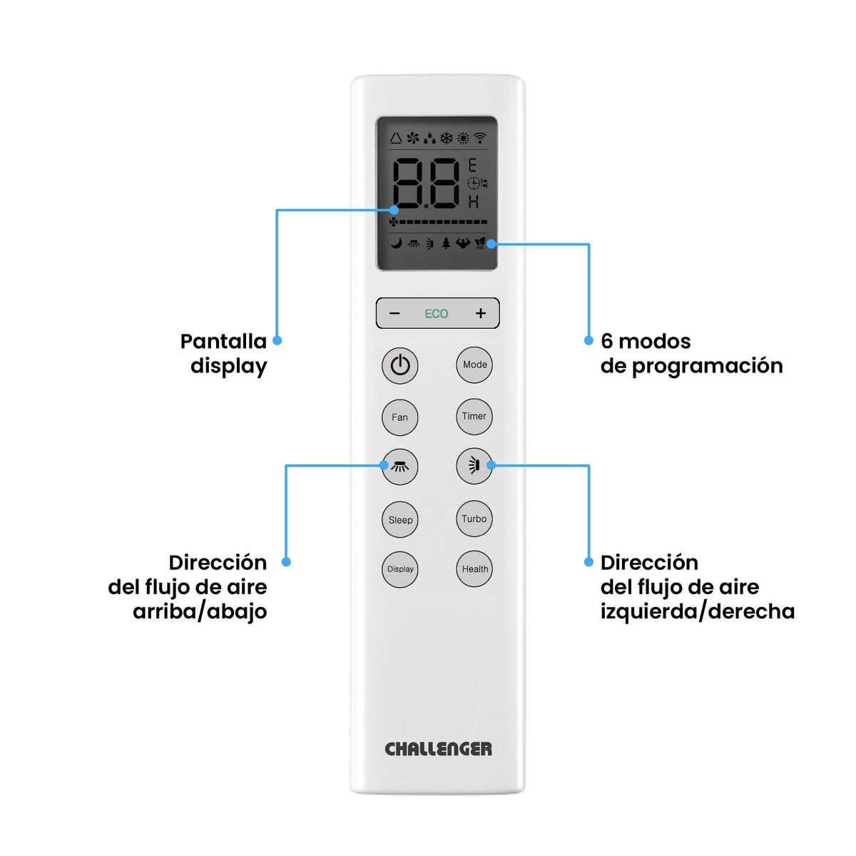 Aire acondicionado Challenger inverter blanco 220 V 12000 BTU 1110 W con temporizador