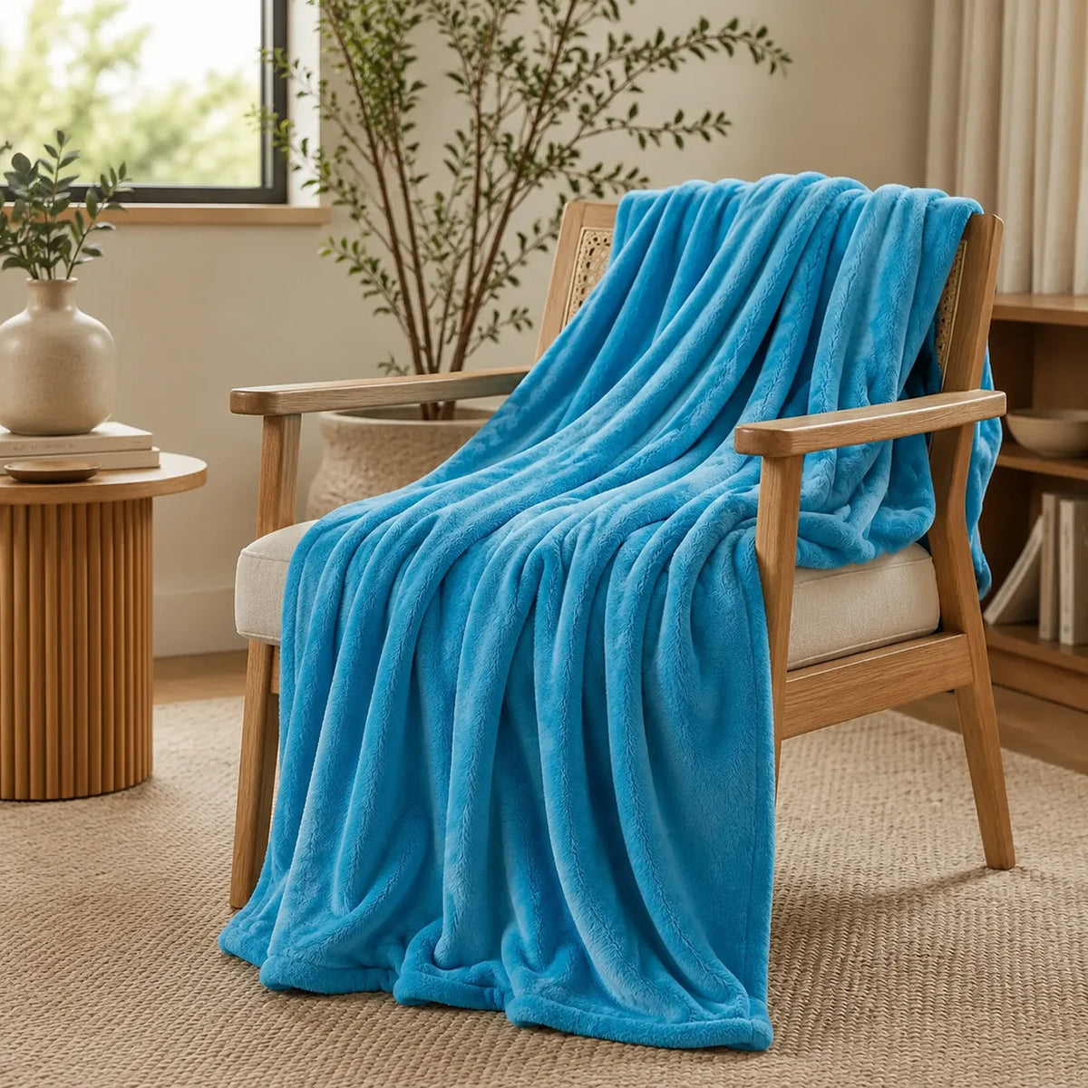 Cobija Piel de Durazno Soft Azul Aqua 180x200cm Fondo Entero Térmica