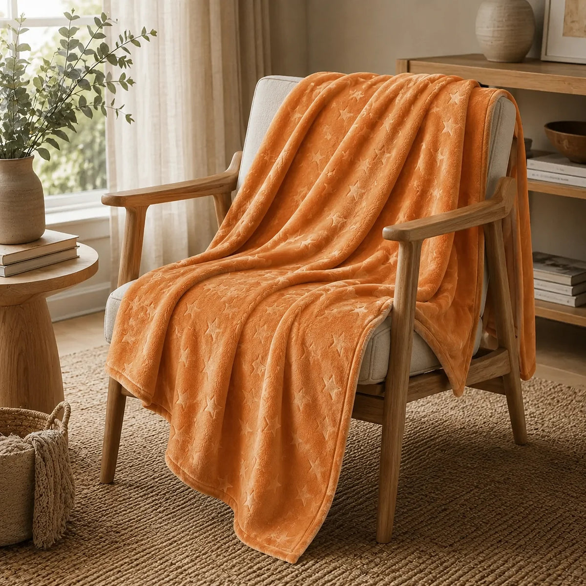 Cobija Comfortsoft Naranja 180x200cm de Estrellas